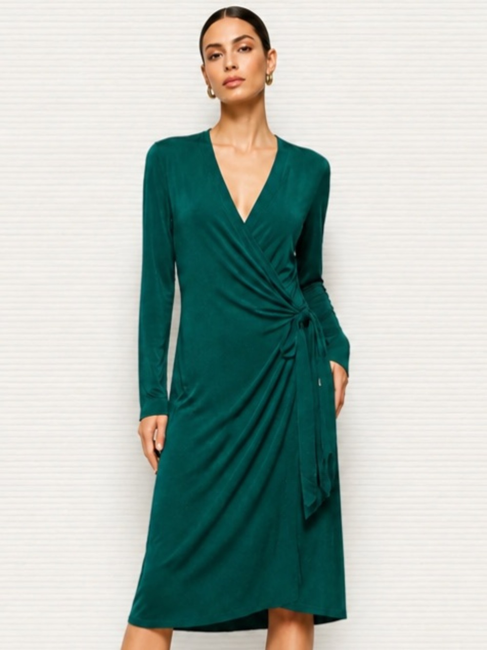 BODEN Wrap Dress Jersey Knit Teal Green Knee Length Stretch Size 10